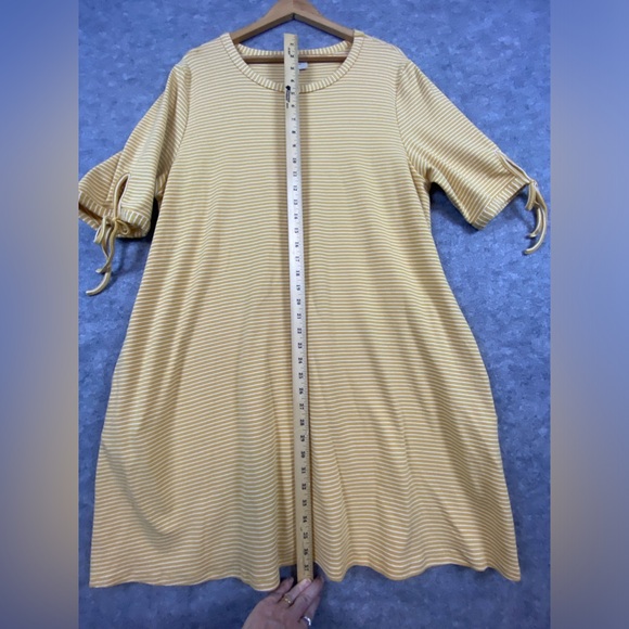 Hayden Women’s Tie Short Sleeve Striped Yellow/White Knit Shift Dress Size XL - Picture 10 of 11